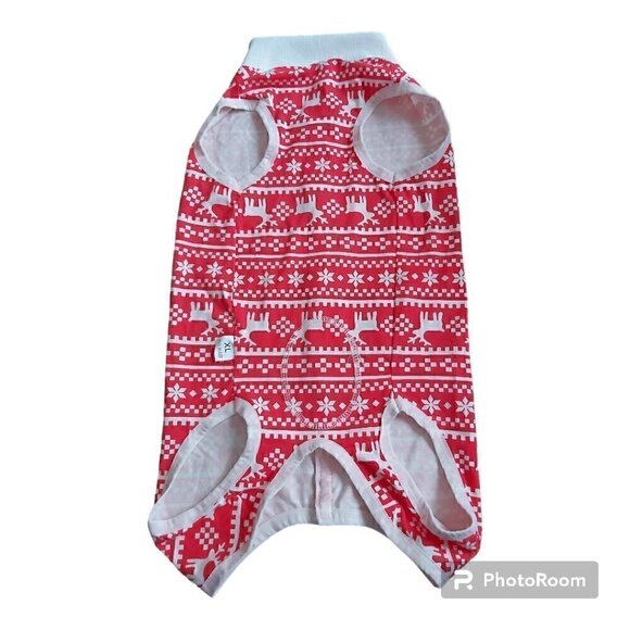 Nwot Christmas Red & White Reindeer & Snowflake Dog Pajama Shirt - Size XL - Picture 2 of 5